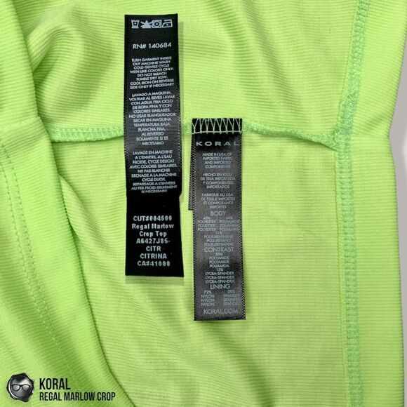 KORAL REGAL MARLOW CROP TOP IN CITRINA NEON YELLOW GREEN WORKOUT TEE SIZE SMALL - Picture 12 of 15